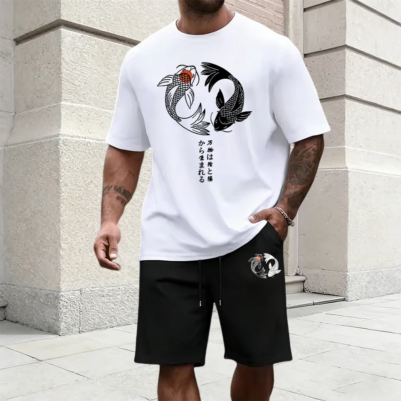 Summer Clothes Fashion - Japanese Yinyang Pattern Men's Tracksuit Cotton