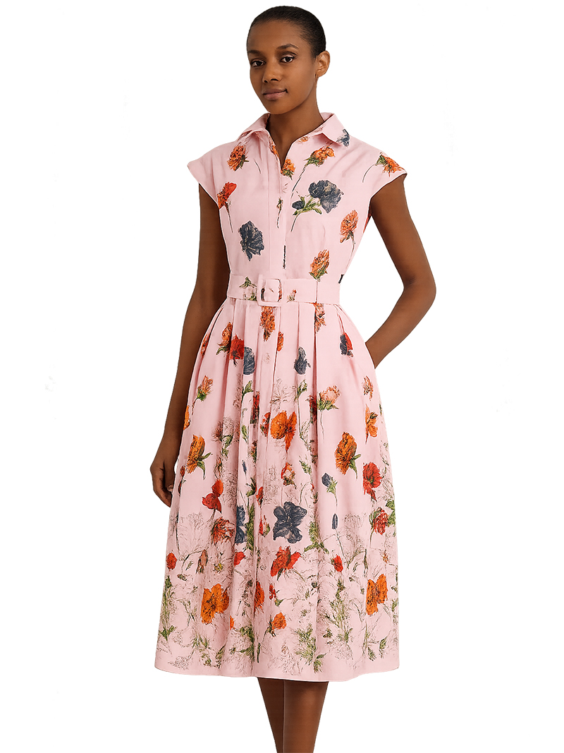 2025 Vintage Floral Print Shir - Sundress Midi Floral recensie en prijs