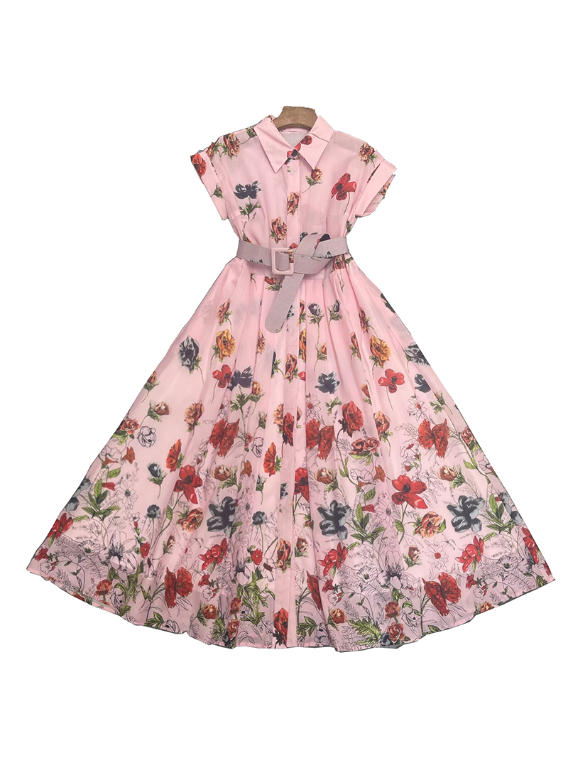 2025 Vintage Floral Print Shir - Sundress Midi Floral recensie en prijs