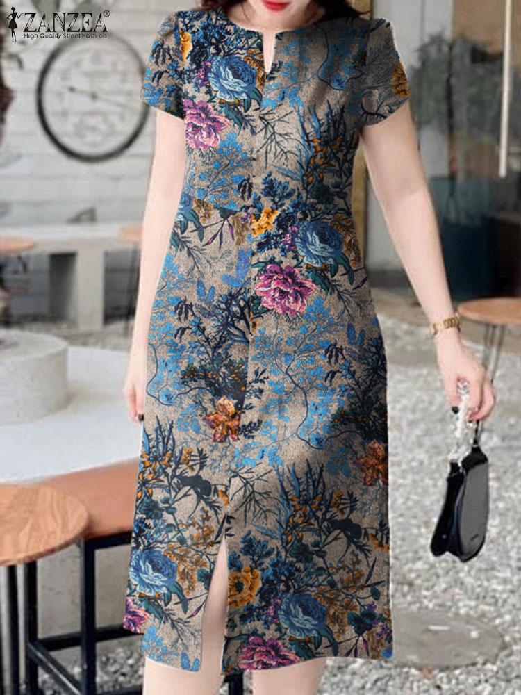Fashion Retro Short Sleeve Rob - Sundress Midi Floral recensie en prijs