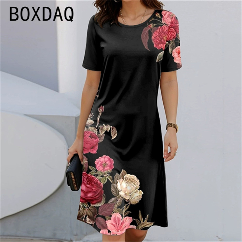 Bohemian Style Short Sleeve Ro - Sundress Midi Floral recensie en prijs