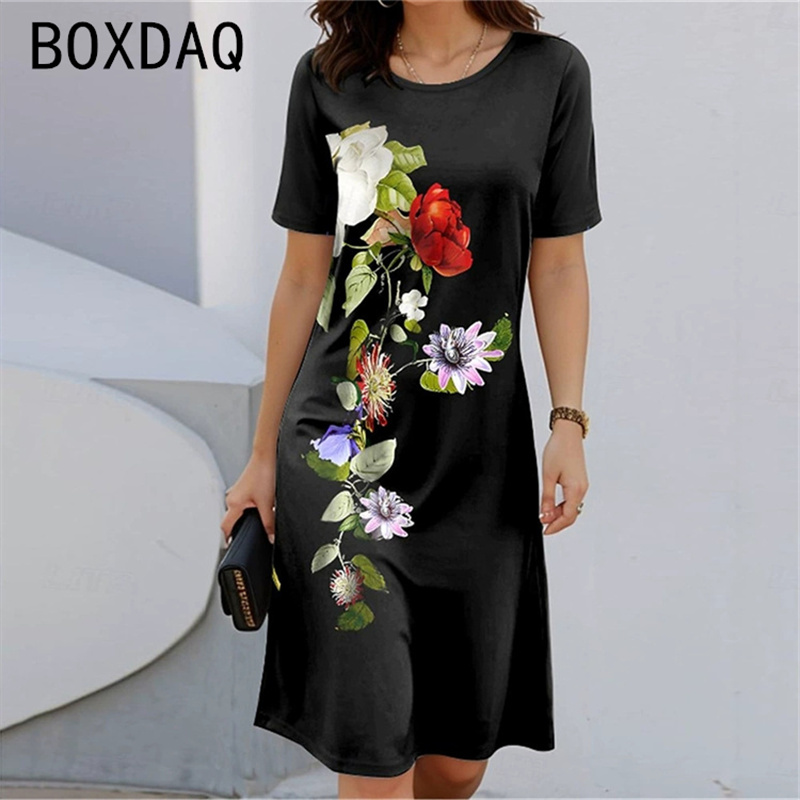 Bohemian Style Short Sleeve Ro - Sundress Midi Floral recensie en prijs