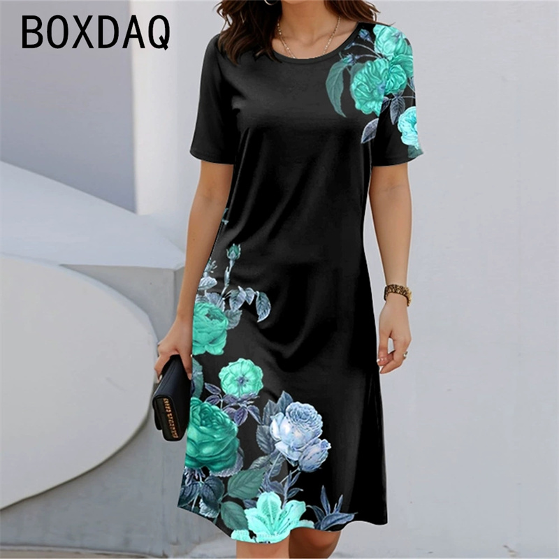 Bohemian Style Short Sleeve Ro - Sundress Midi Floral recensie en prijs