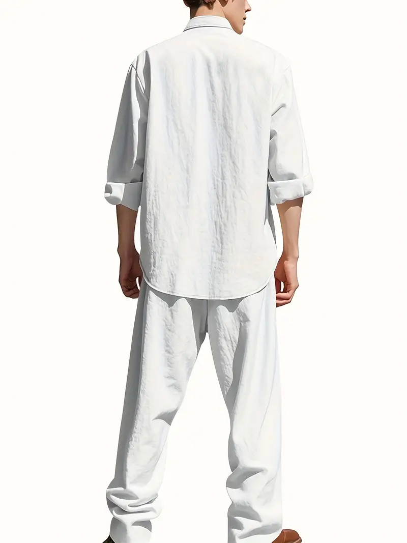 Men's White Linen Suit Set Lon - Summer Clothing Sets Men recensie en prijs