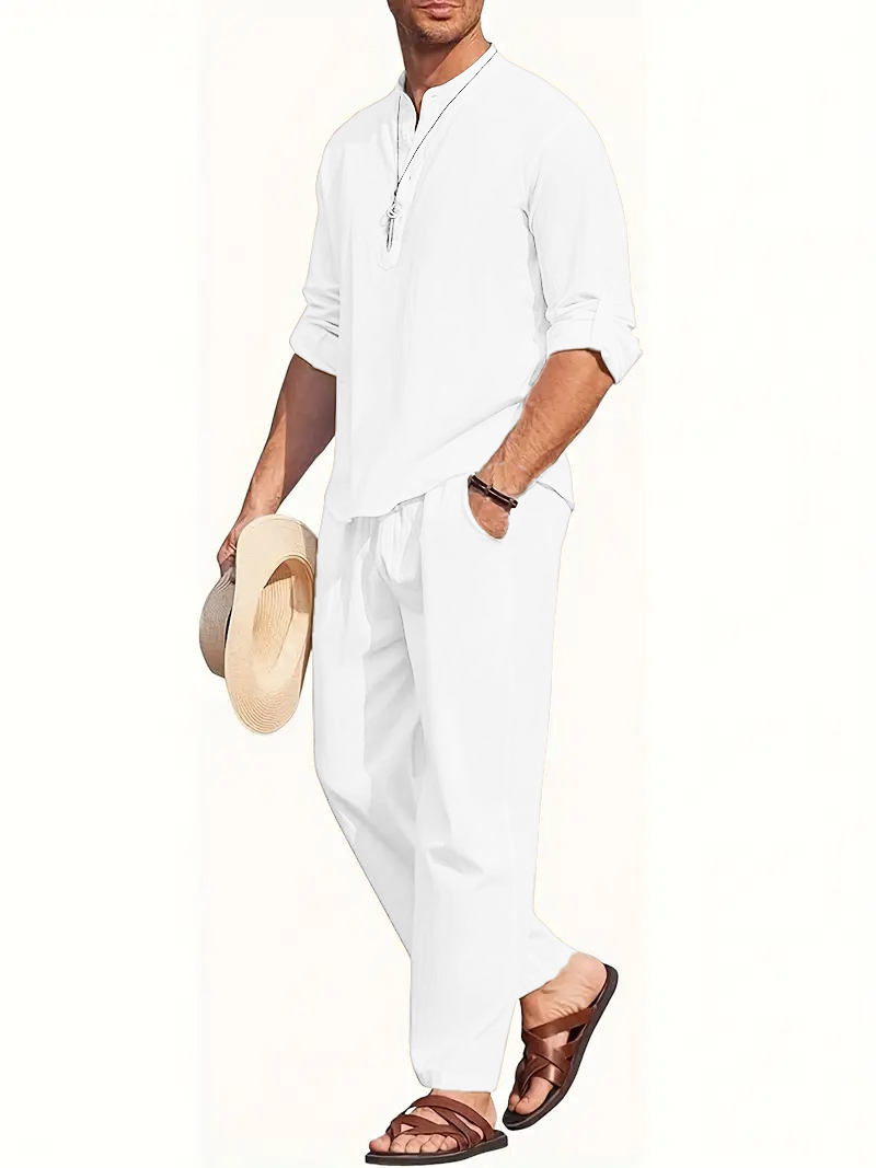 Men's White Linen Suit Set Lon - Summer Clothing Sets Men recensie en prijs