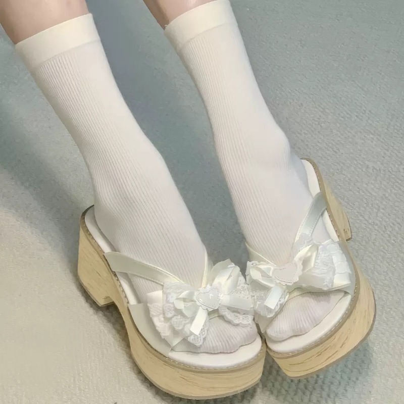 Sweet Bow Wood Grain Thick Bot - Summer Clothing On Sale recensie en prijs