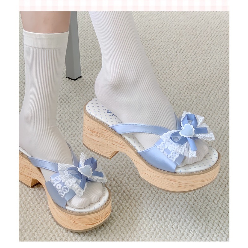 Sweet Bow Wood Grain Thick Bot - Summer Clothing On Sale recensie en prijs