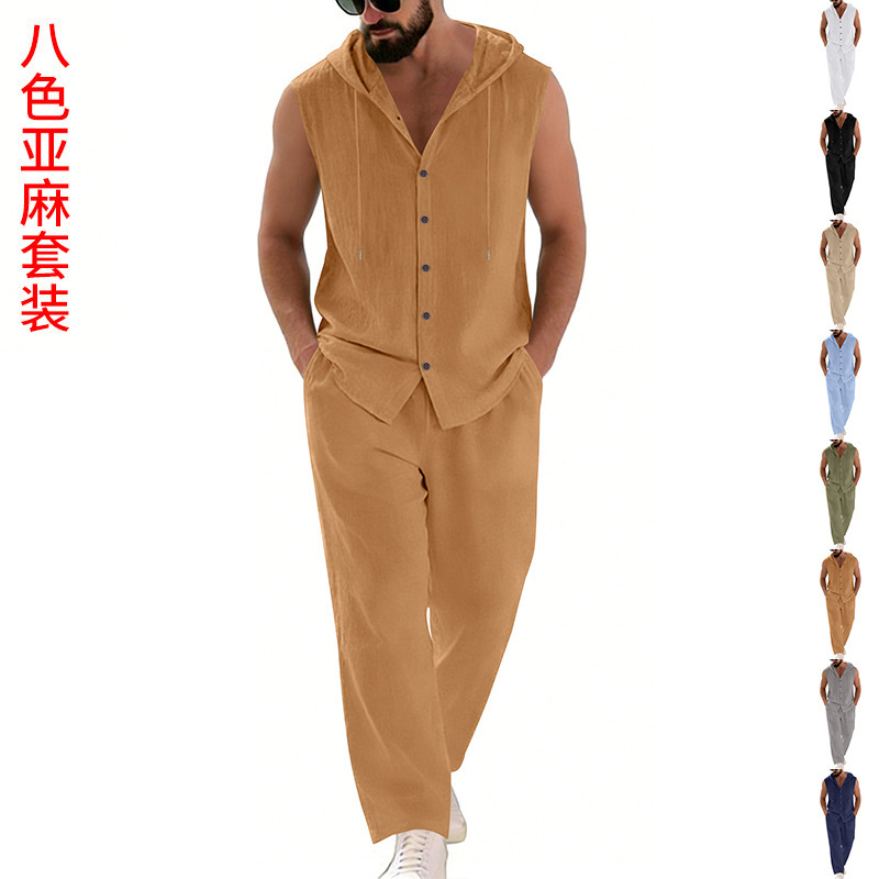 Men's Casual Linen Suit Hooded - Summer Clothing Sets Men recensie en prijs