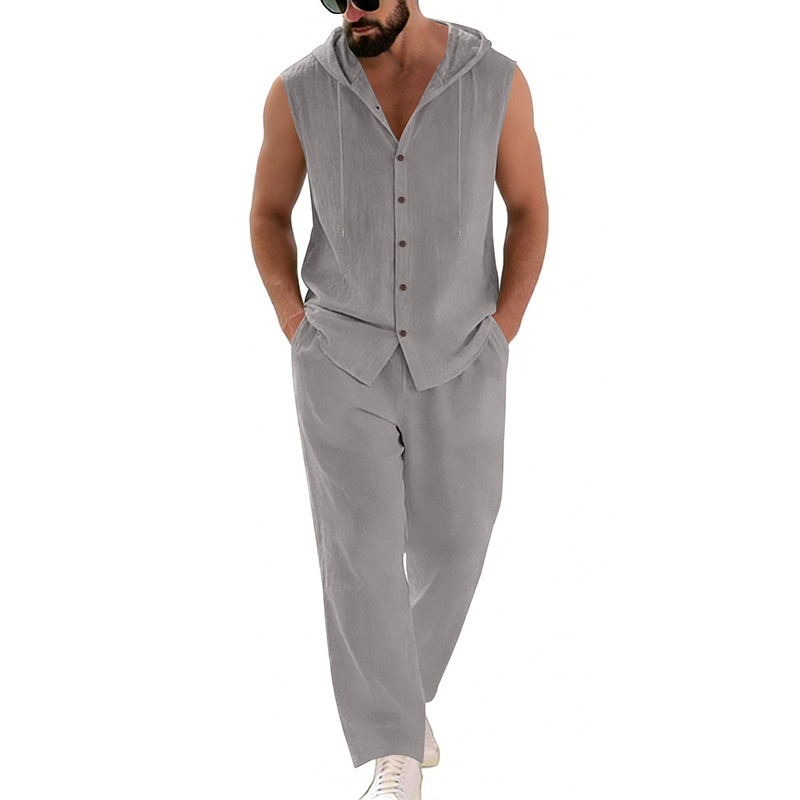 Men's Casual Linen Suit Hooded - Summer Clothing Sets Men recensie en prijs