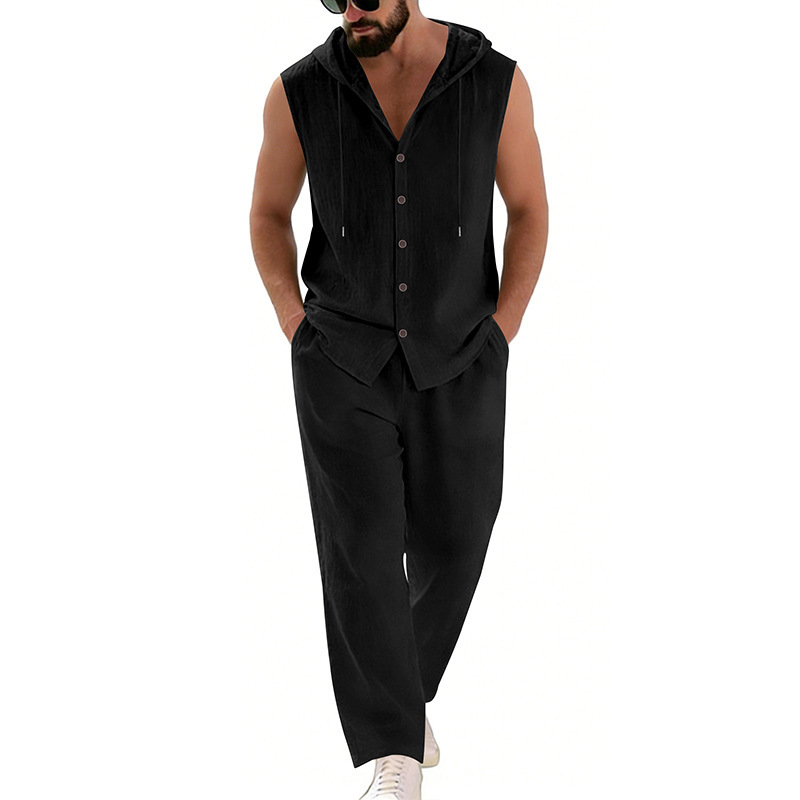Men's Casual Linen Suit Hooded - Summer Clothing Sets Men recensie en prijs