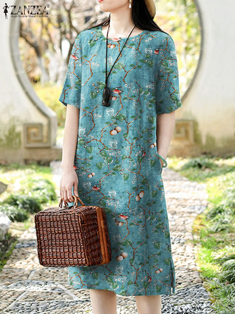 ZANZEA Vintage Floral Dress Wo - Sundress Midi Floral recensie en prijs