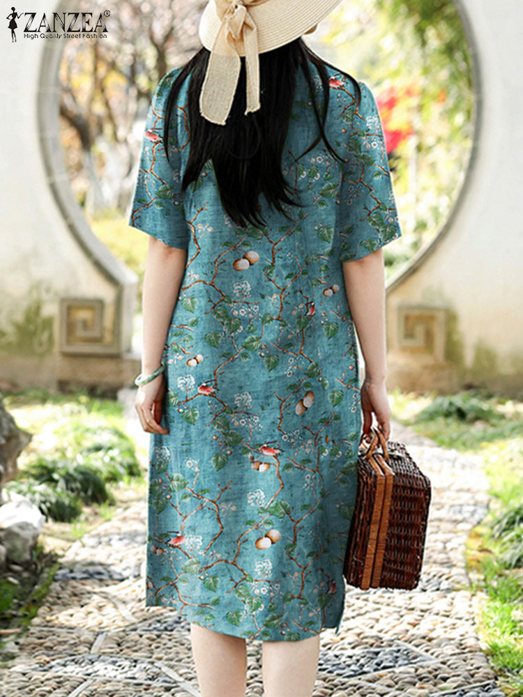 ZANZEA Vintage Floral Dress Wo - Sundress Midi Floral recensie en prijs