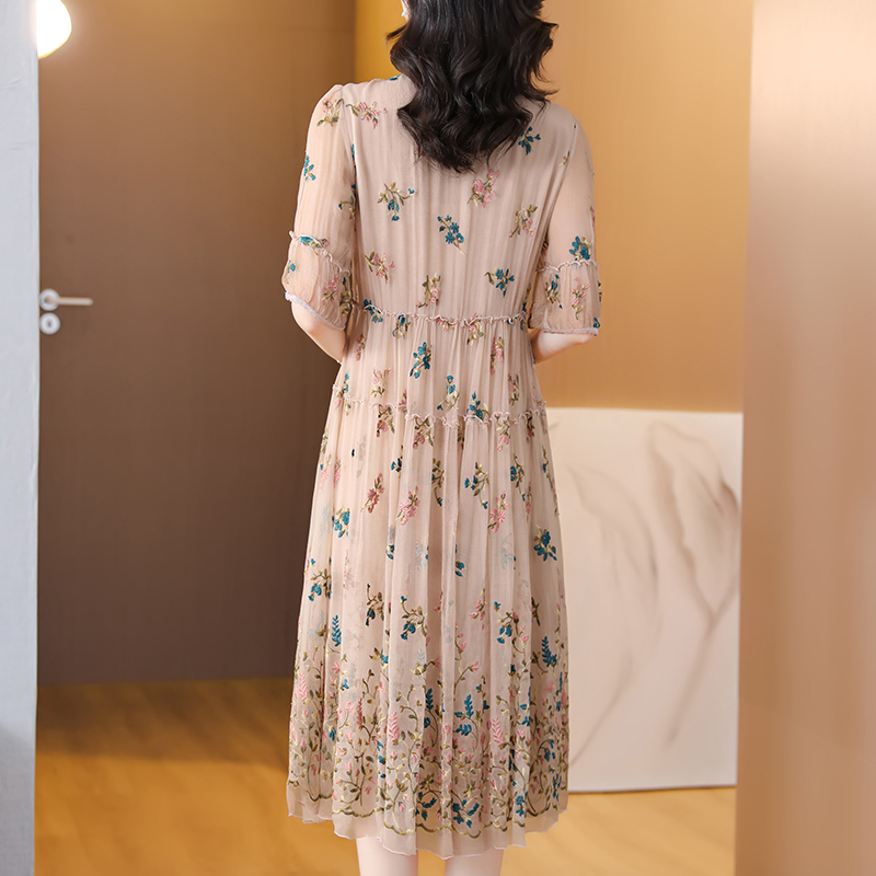 Women Floral Natural Silk Embr - Sundress Midi Floral recensie en prijs