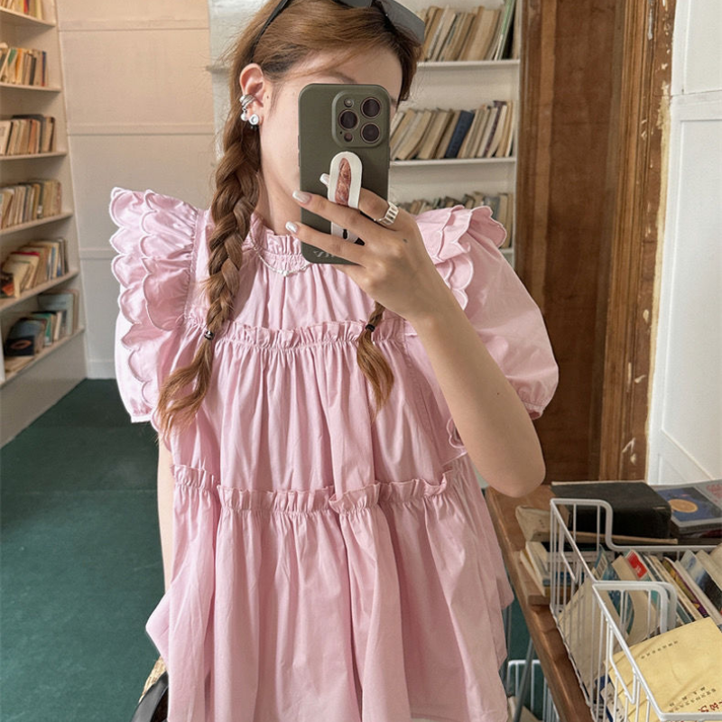Sweet Pleated Loose Blouse Sum - Summer Youth Clothing recensie en prijs