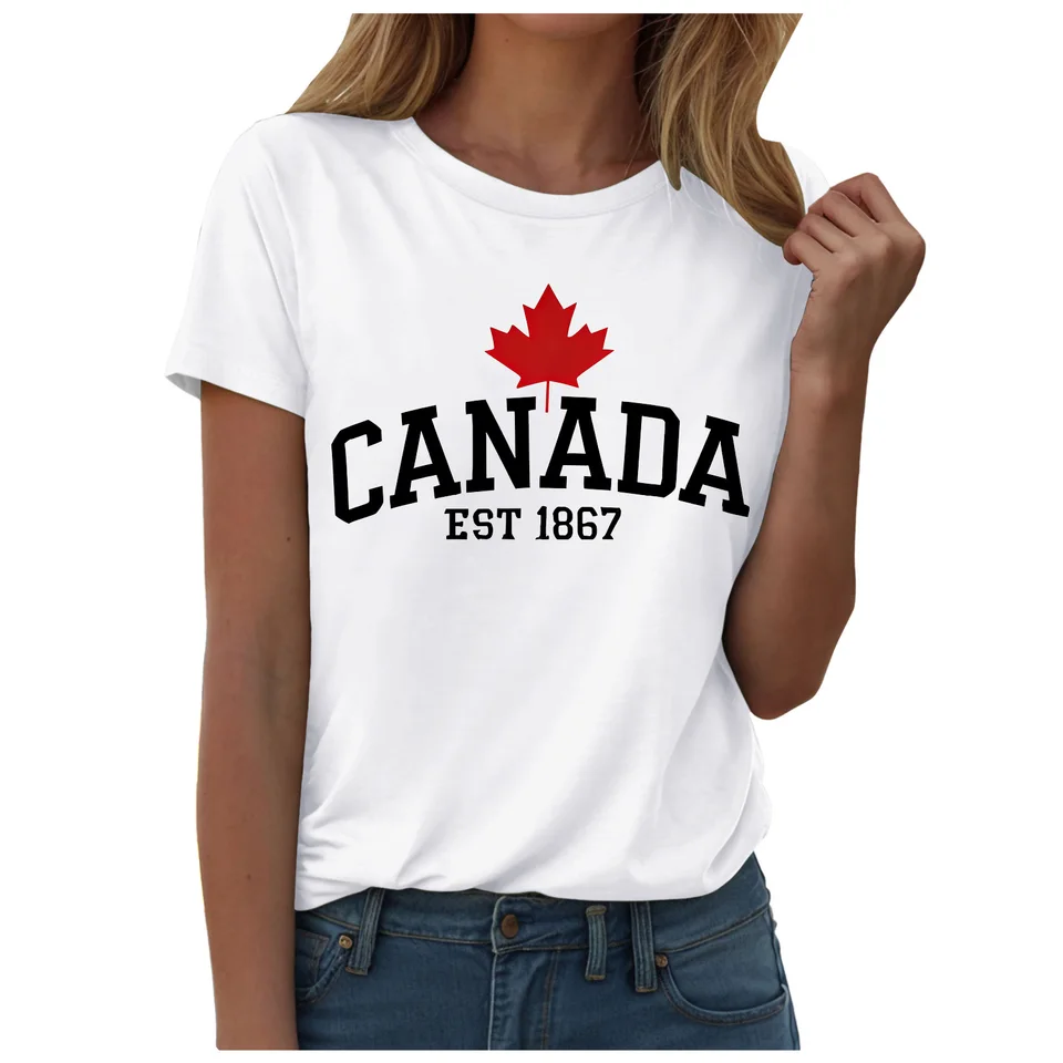 Maple Leaf Flag T-Shirt For Wo - Summer Clothing Women Canada recensie en prijs