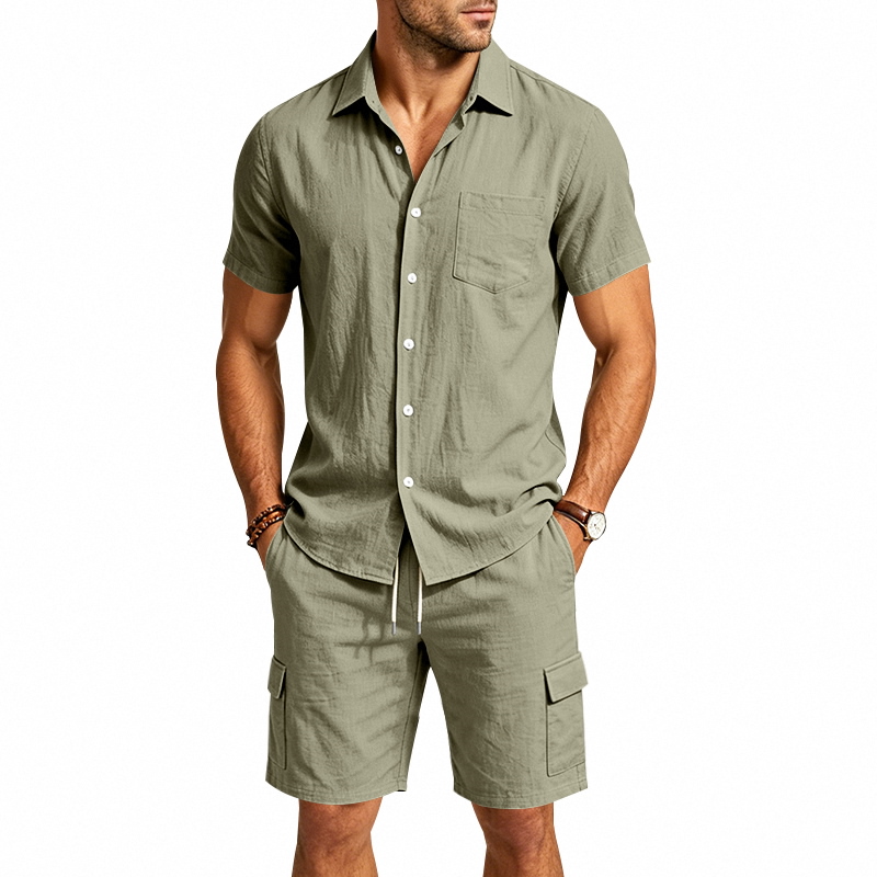 Men Summer American Linen Two  - Summer Clothing Sets Men recensie en prijs